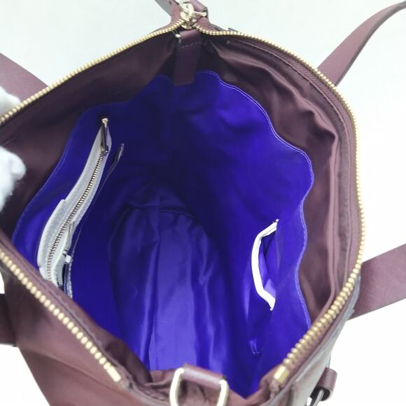 Henri Bendel Jesetter Purple Canvas Leather Trim Top Handle Zipper Backpack main image 15